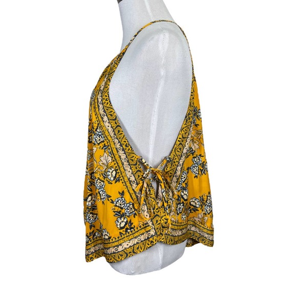 Free People Sofia Printed Halter Top Large Yellow Paisley Scarf Boho Festival - Picture 3 of 10